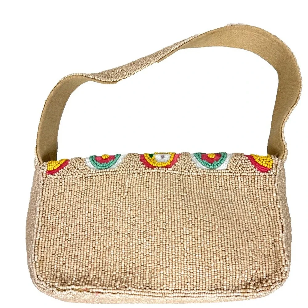 Beaded Handbag from India Floral Pattern Snap Closure 9